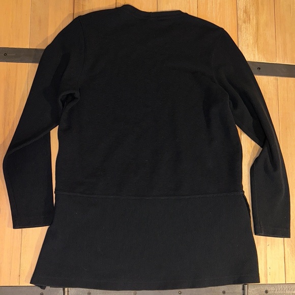 Lands End M EUC Black Ribbed Longline Tunic Pullover Stretch Cotton Knit - Picture 7 of 7